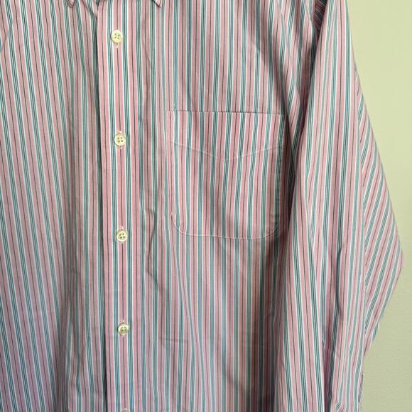 Men's Ralph Lauren Button Down Shirt Size 15 1/2 32/33 Stretch No Iron Pink Blue - Picture 8 of 14